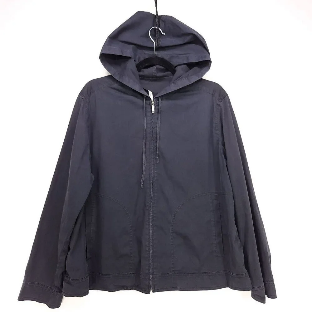 Weekend Max Mara Full Zip Hoodie Jacket Size 12 Black Pockets Drawstring - Picture 1 of 15